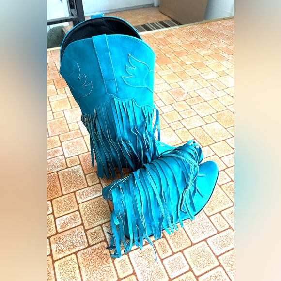 🆕Fringe Turquoise Women’s Western Boots. Size 9. NWT. - Picture 6 of 10